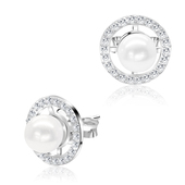 Pearl Circle Designed Silver Stud Earring STS-4879